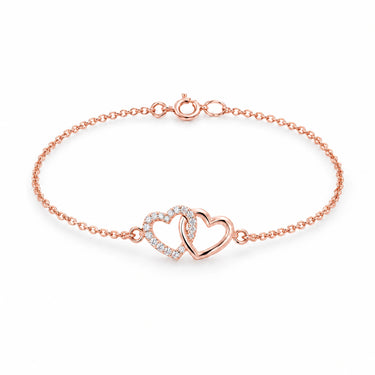Mila Double Heart Chain Bracelet - Rose Gold