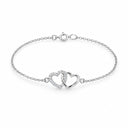 Mila Double Heart Chain Bracelet - White Gold