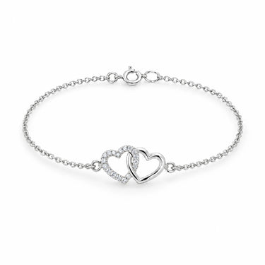Mila Double Heart Chain Bracelet - White Gold