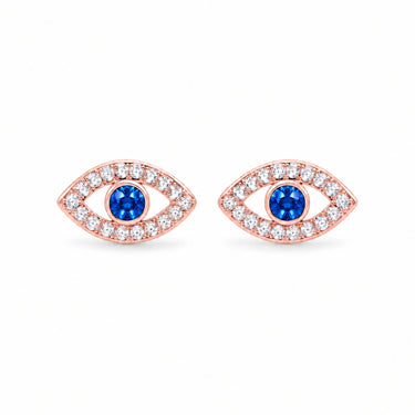 Nazara Evil Eye Stud Earrings - Rose Gold