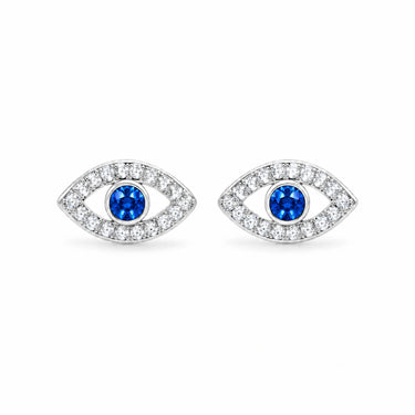 Nazara Evil Eye Stud Earrings - White Gold