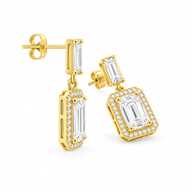 Octavia Art Deco Emerald Cut Drop Earrings