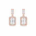 Octavia Art Deco Emerald Cut Drop Earrings - Rose Gold