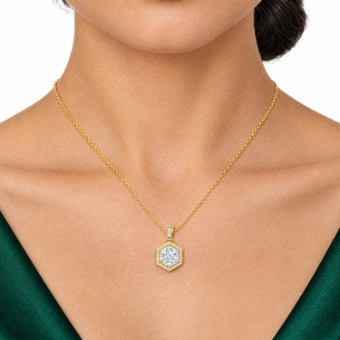 Octavia Art Deco Hexagon Pendant Necklace