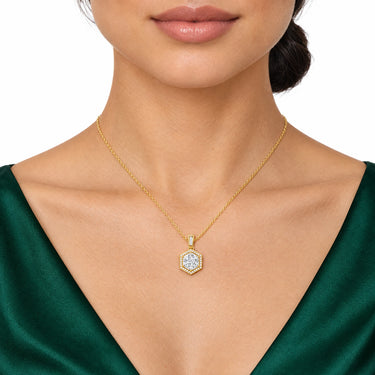Octavia Art Deco Hexagon Pendant Necklace