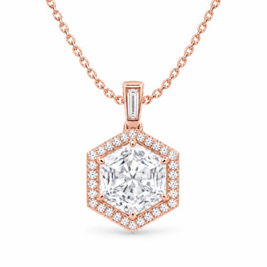 Octavia Art Deco Hexagon Pendant Necklace - Rose Gold