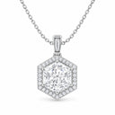 Octavia Art Deco Hexagon Pendant Necklace - White Gold