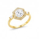 Odette Art Deco Hexagon Halo Ring