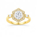 Odette Art Deco Hexagon Halo Ring