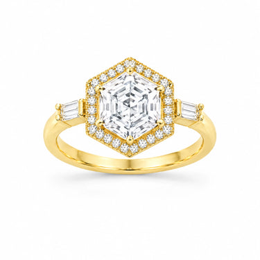 Odette Art Deco Hexagon Halo Ring