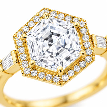 Odette Art Deco Hexagon Halo Ring