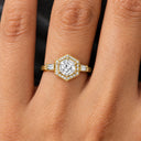 Odette Art Deco Hexagon Halo Ring