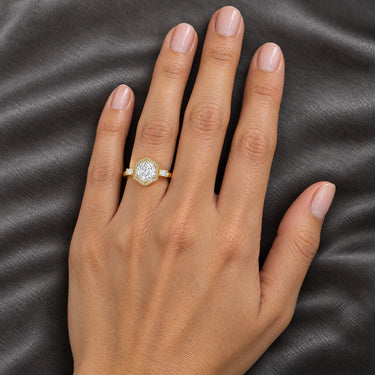 Odette Art Deco Hexagon Halo Ring