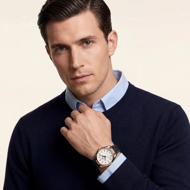 OM White Dial Rose Tone Bezel Watch