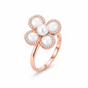 Perla Pearl Petal Flower Ring - Rose Gold