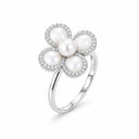 Perla Pearl Petal Flower Ring - White Gold