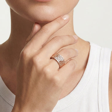 Perlée Five Row Pavé Ring