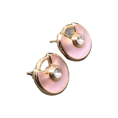 Pink Enamel Stud Earrings