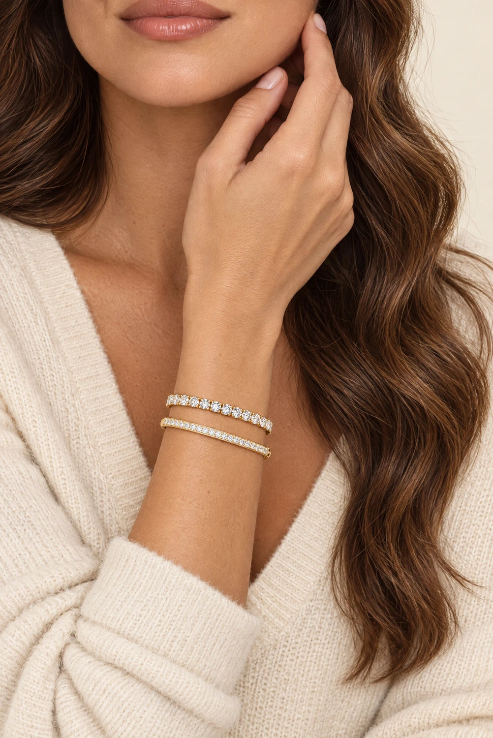 Pnstime tennis bracelet and pave bangle