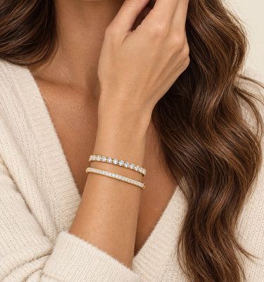 Pnstime tennis bracelet and pave bangle