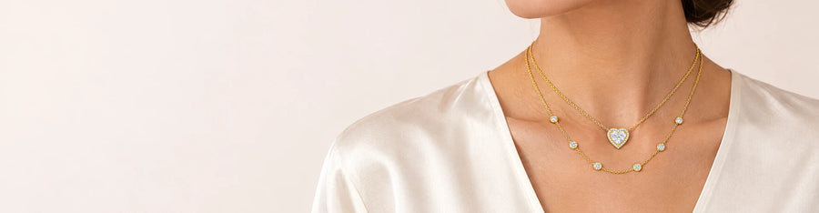 Pnstime heart halo and station necklaces