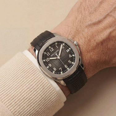 PP Black Dial Rubber Strap Stainless Steel Watch