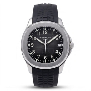 PP Black Dial Rubber Strap Stainless Steel Watch