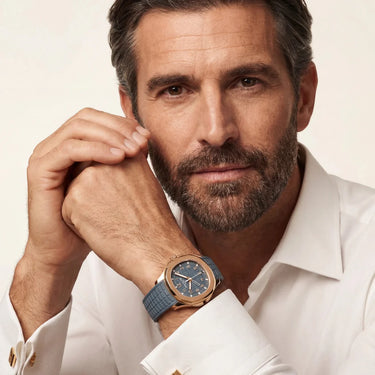 PP Blue Gray Dial Rose Tone Watch