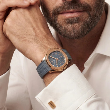 PP Blue Gray Dial Rose Tone Watch