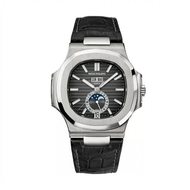 PP Grey Black Multi Dial Watch With Black Leather Strap