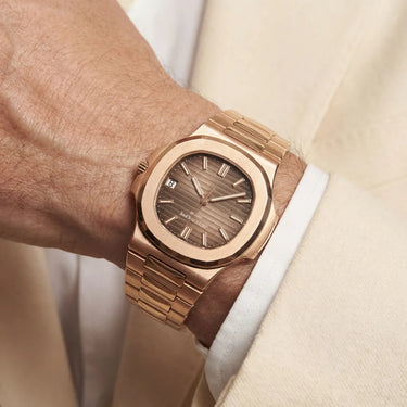 PP Brown Horizontal Dial Rose Tone Bracelet Watch