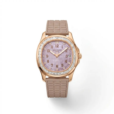 PP Lilac Dial Stone Set Rose Tone Watch