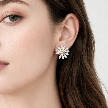 Daisy Pavé Radiance Stud Earrings Peaceminusone Inspired