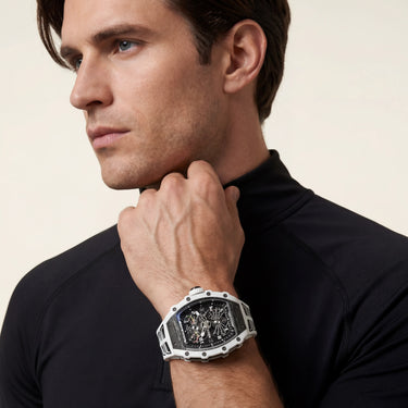 RM Black And White Open Dial Watch