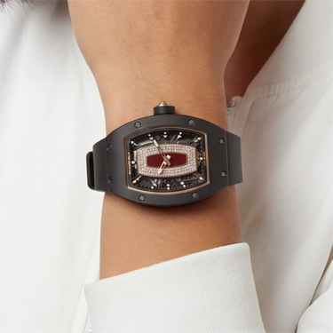RM Black Stone Set Panel Dial Watch