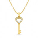 Rosalie Pave Heart Key Pendant Necklace