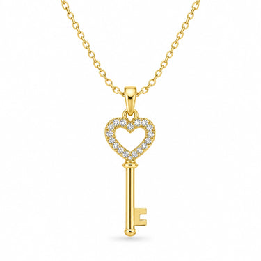 Rosalie Pave Heart Key Pendant Necklace