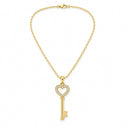 Rosalie Pave Heart Key Pendant Necklace