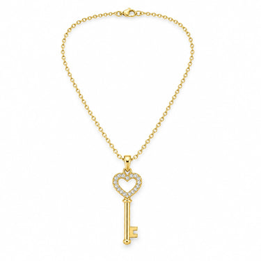 Rosalie Pave Heart Key Pendant Necklace
