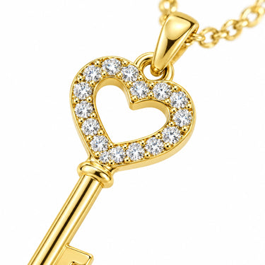 Rosalie Pave Heart Key Pendant Necklace