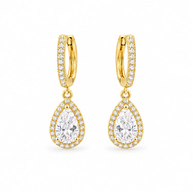 Rosalind Halo Huggie Pear Drop Earrings