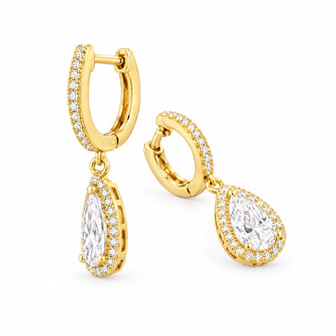 Rosalind Halo Huggie Pear Drop Earrings