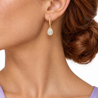 Rosalind Halo Huggie Pear Drop Earrings