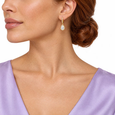 Rosalind Halo Huggie Pear Drop Earrings