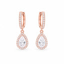 Rosalind Halo Huggie Pear Drop Earrings - Rose Gold