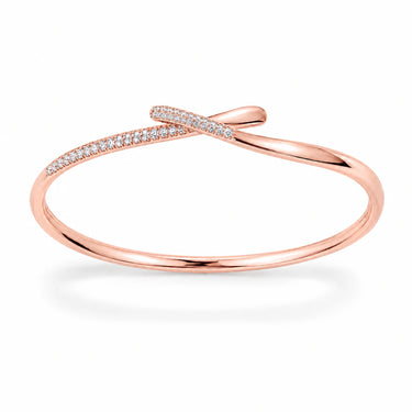 Saskia Pave Crossover Bangle Bracelet - Rose Gold