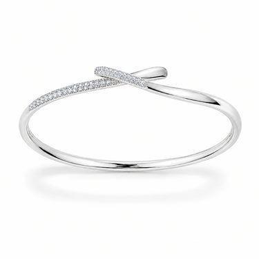 Saskia Pave Crossover Bangle Bracelet - White Gold