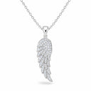 Seraphina Pave Angel Wing Pendant Necklace - White Gold