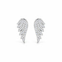 Seraphina Pave Angel Wing Stud Earrings - White Gold