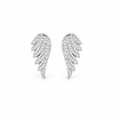 Seraphina Pave Angel Wing Stud Earrings - White Gold